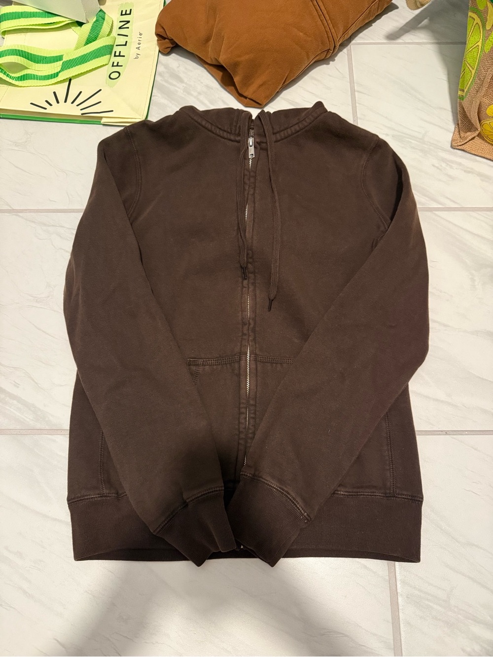 Brandy Melville Brown Zip Up Hoodie